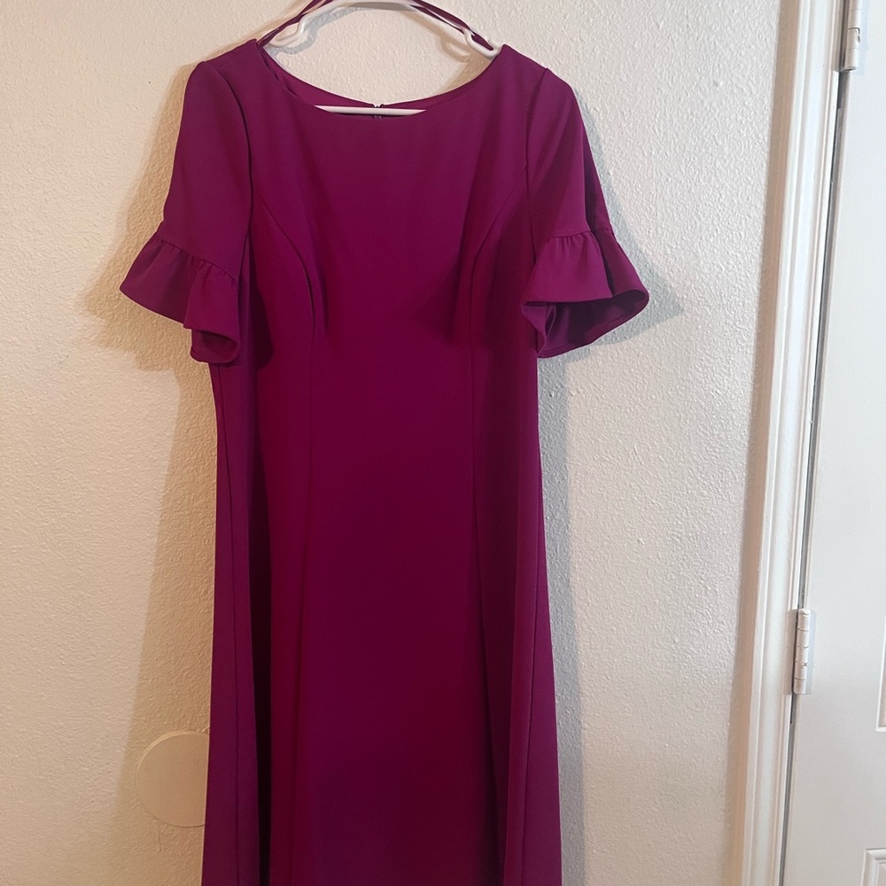 Jessica Howard Pink Flutter Sleeve Midi Dress